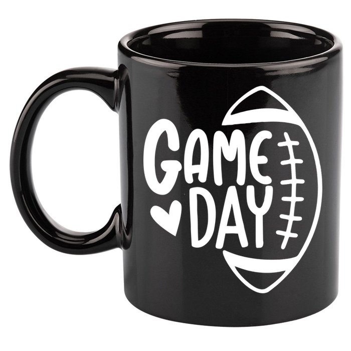 Game Day Heart Football Lover 11oz C Handle Ceramic Mug