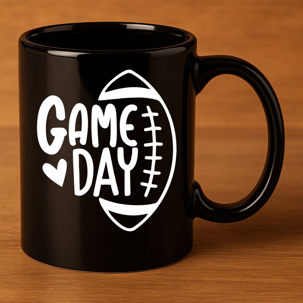 Game Day Heart Football Lover 11oz C Handle Ceramic Mug