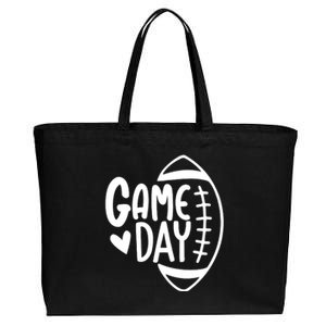 Game Day Heart Football Lover Cotton Canvas Jumbo Tote