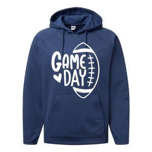 Game Day Heart Football Lover Performance Fleece Hoodie