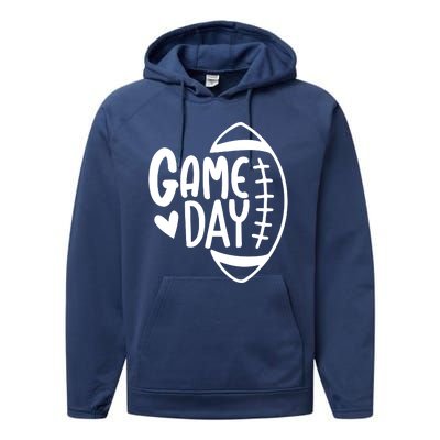 Game Day Heart Football Lover Performance Fleece Hoodie