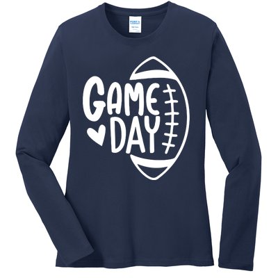 Game Day Heart Football Lover Ladies Long Sleeve Shirt