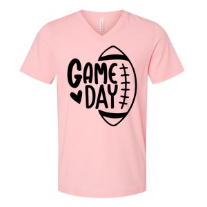 Game Day Heart Football Lover V-Neck T-Shirt