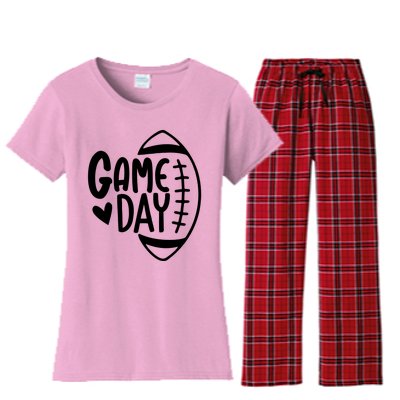 Game Day Heart Football Lover Women's Flannel Pajama Set