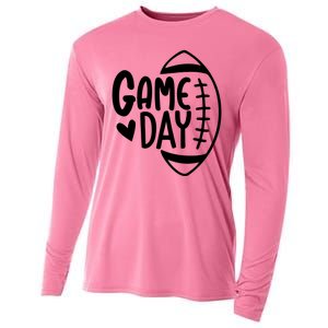 Game Day Heart Football Lover Cooling Performance Long Sleeve Crew