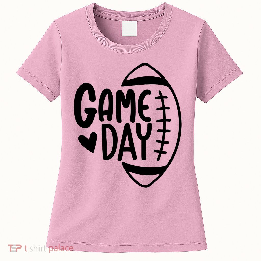 Game Day Heart Football Lover Womens T-Shirt