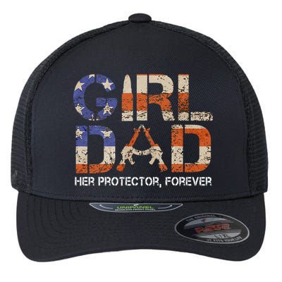 Girl Dad Her Protector Forever Funny Father Of Girls Fun Dad Flexfit Unipanel Trucker Cap