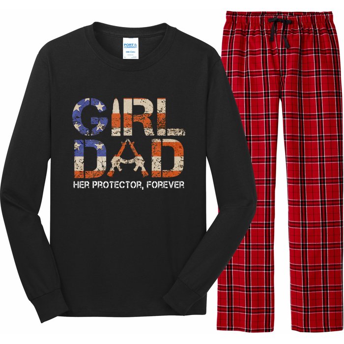 Girl Dad Her Protector Forever Funny Father Of Girls Fun Dad Long Sleeve Pajama Set