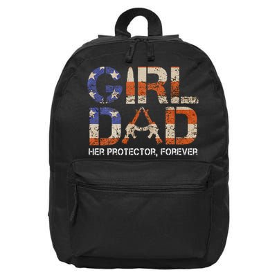 Girl Dad Her Protector Forever Funny Father Of Girls Fun Dad 16 in Basic Backpack