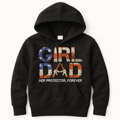 Girl Dad Her Protector Forever Funny Father Of Girls Fun Dad Kids Hoodie