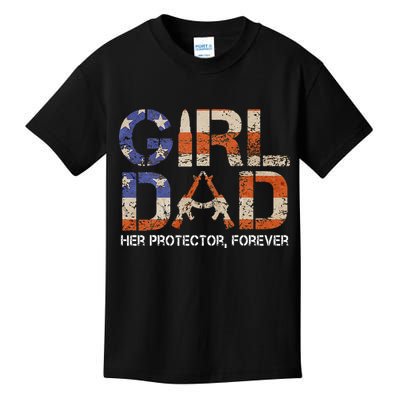 Girl Dad Her Protector Forever Funny Father Of Girls Fun Dad Kids T-Shirt