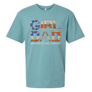 Girl Dad Her Protector Forever Funny Father Of Girls Fun Dad Sueded Cloud Jersey T-Shirt