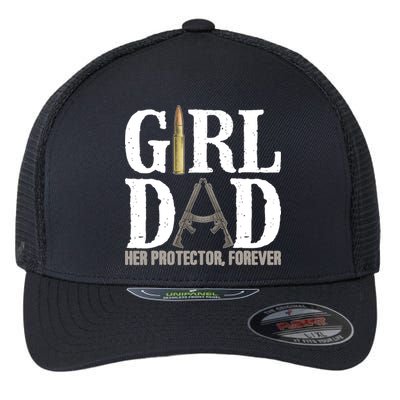 Girl Dad Her Protector Forever Funny Father of Girl Flexfit Unipanel Trucker Cap