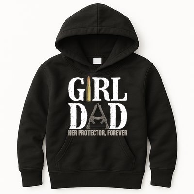 Girl Dad Her Protector Forever Funny Father of Girl Kids Hoodie