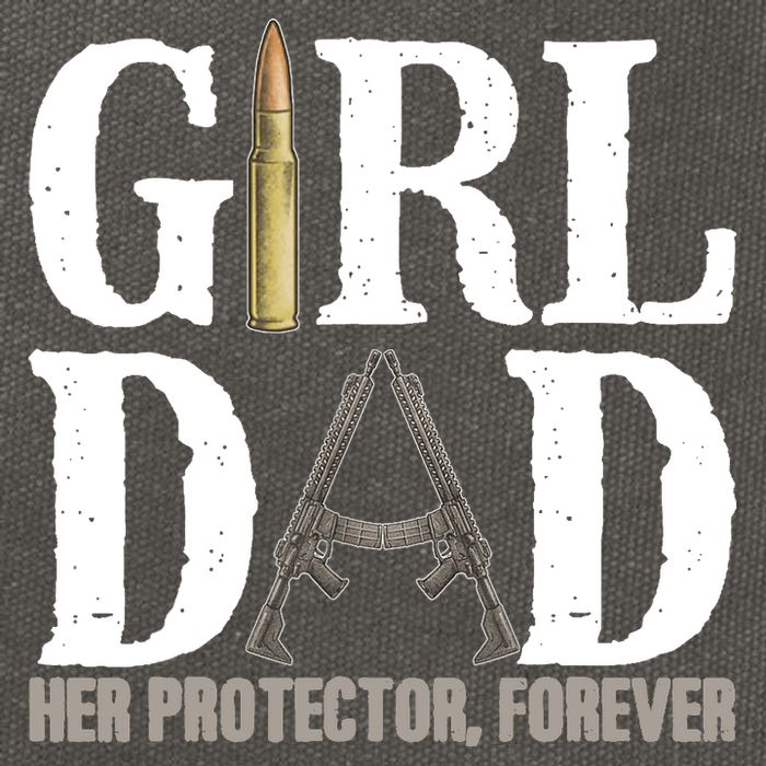 Girl Dad Her Protector Forever Funny Father of Girl Cotton Canvas Backpack