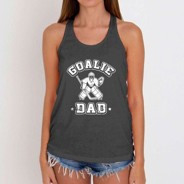 Goalie Dad Hockey Sports Father Ice Hockey Player Coach Fan Women's Knotted Racerback Tank