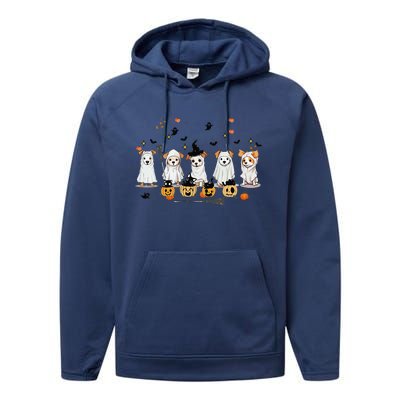 Ghost Dog Halloween Boo Ghost Lover Dog Owner Mom Dad Performance Fleece Hoodie