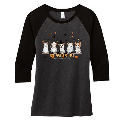 Ghost Dog Halloween Boo Ghost Lover Dog Owner Mom Dad Women's Tri-Blend 3/4-Sleeve Raglan Shirt