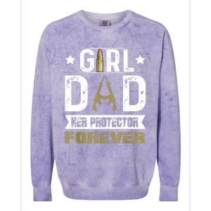 Girl Dad Her Protector Forever Father Day Colorblast Crewneck Sweatshirt