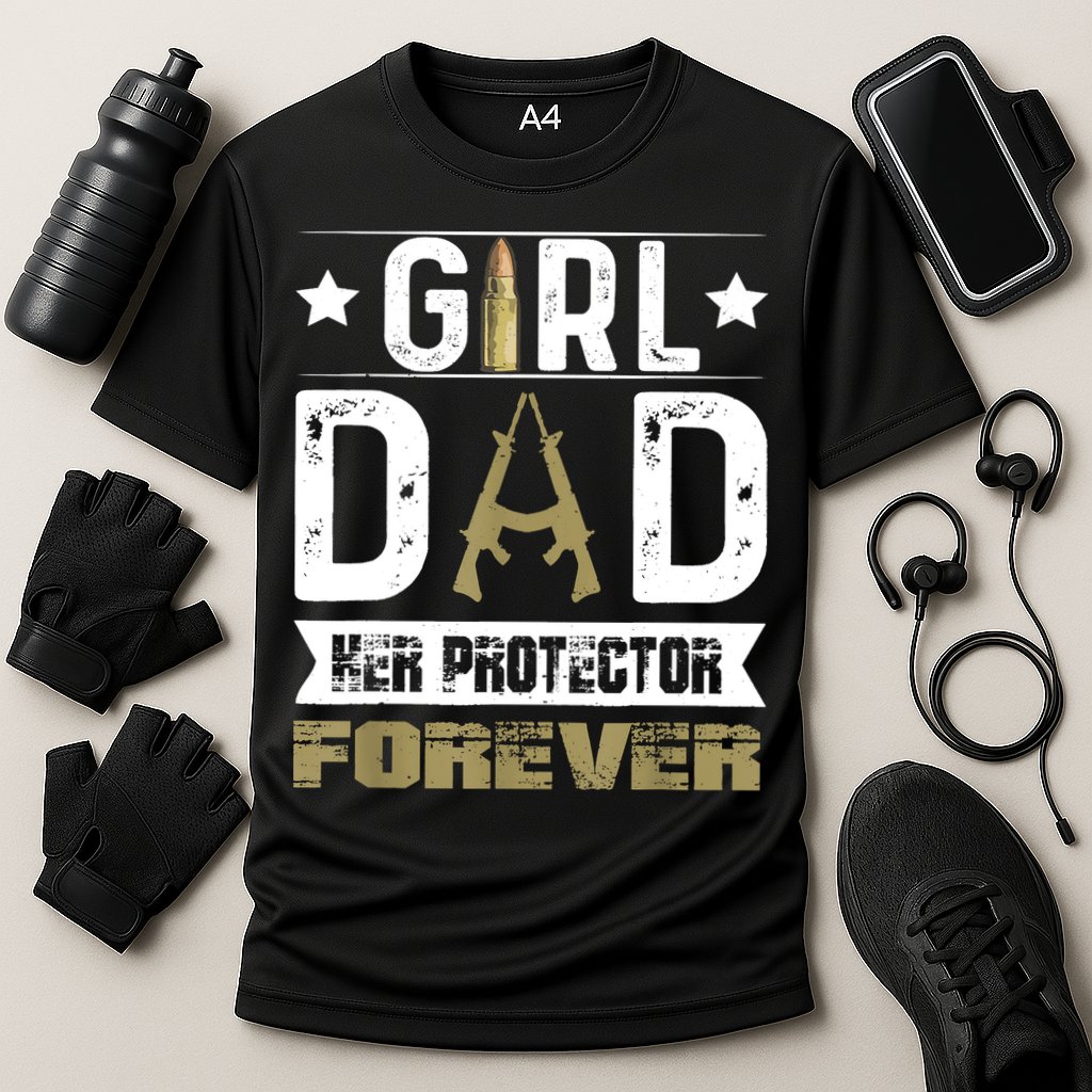 Girl Dad Her Protector Forever Father Day Cooling Performance Crew T-Shirt