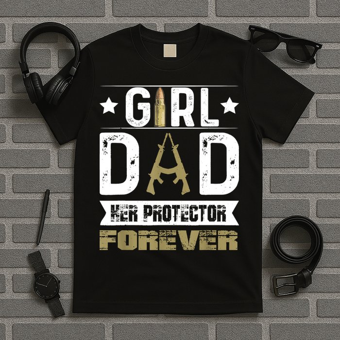 Girl Dad Her Protector Forever Father Day T-Shirt