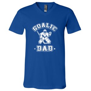 Goalie Dad Hockey Sports Father Ice Hockey Player Coach Fan Cool Gift V-Neck T-Shirt