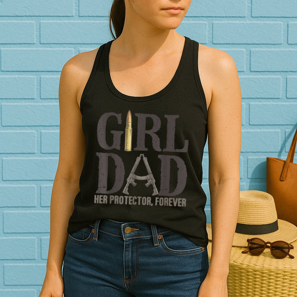 Girl Dad Her Protector Forever Funny Father of Girls Womens Tank Top
