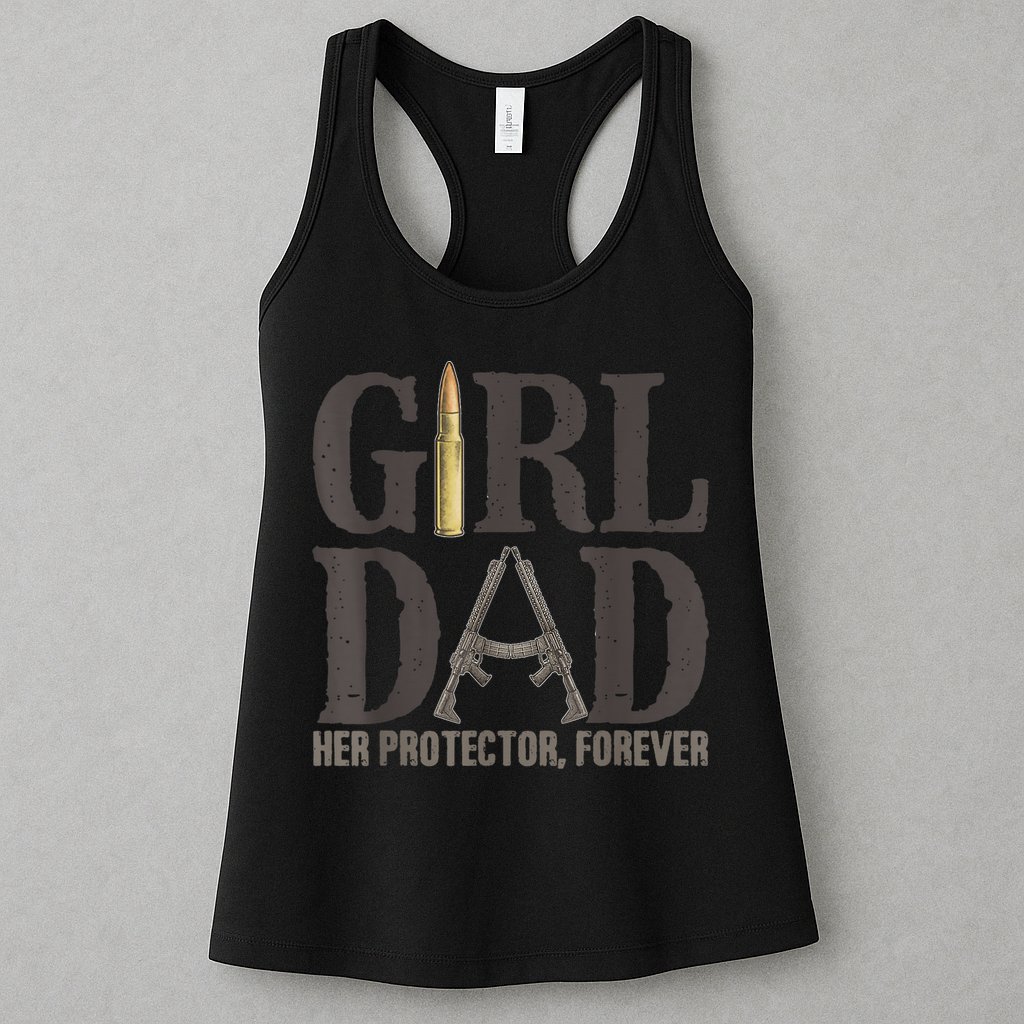Girl Dad Her Protector Forever Funny Father of Girls Womens Tank Top