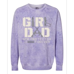 Girl Dad Her Protector Forever Funny Father Of Girl Gifts Colorblast Crewneck Sweatshirt