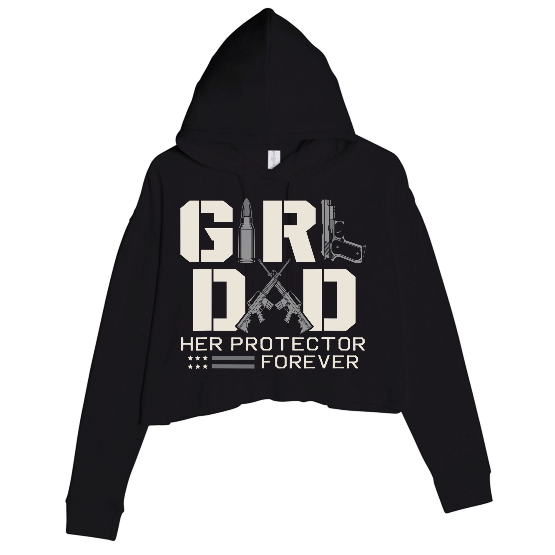 Girl Dad Her Protector Forever Funny Father Of Girl Gifts Crop Fleece Hoodie