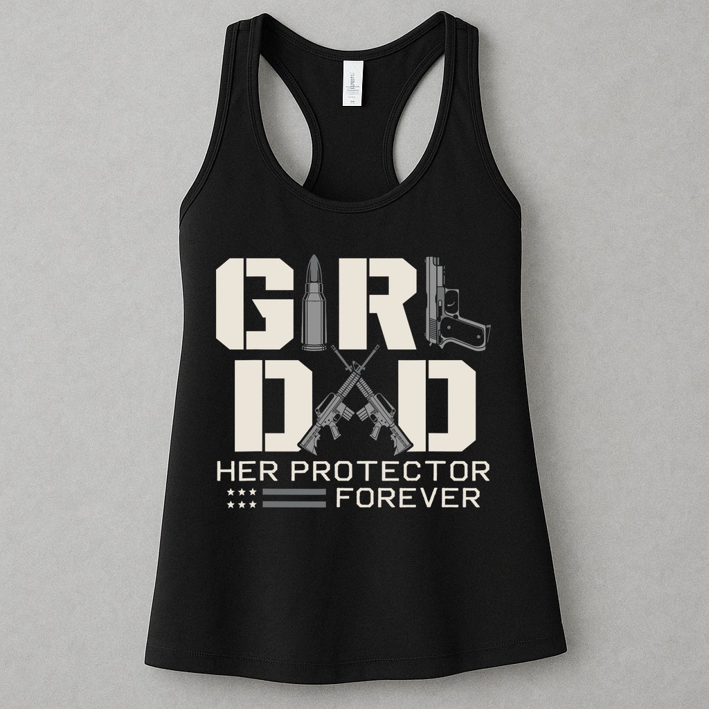 Girl Dad Her Protector Forever Funny Father Of Girl Gifts Womens Tank Top