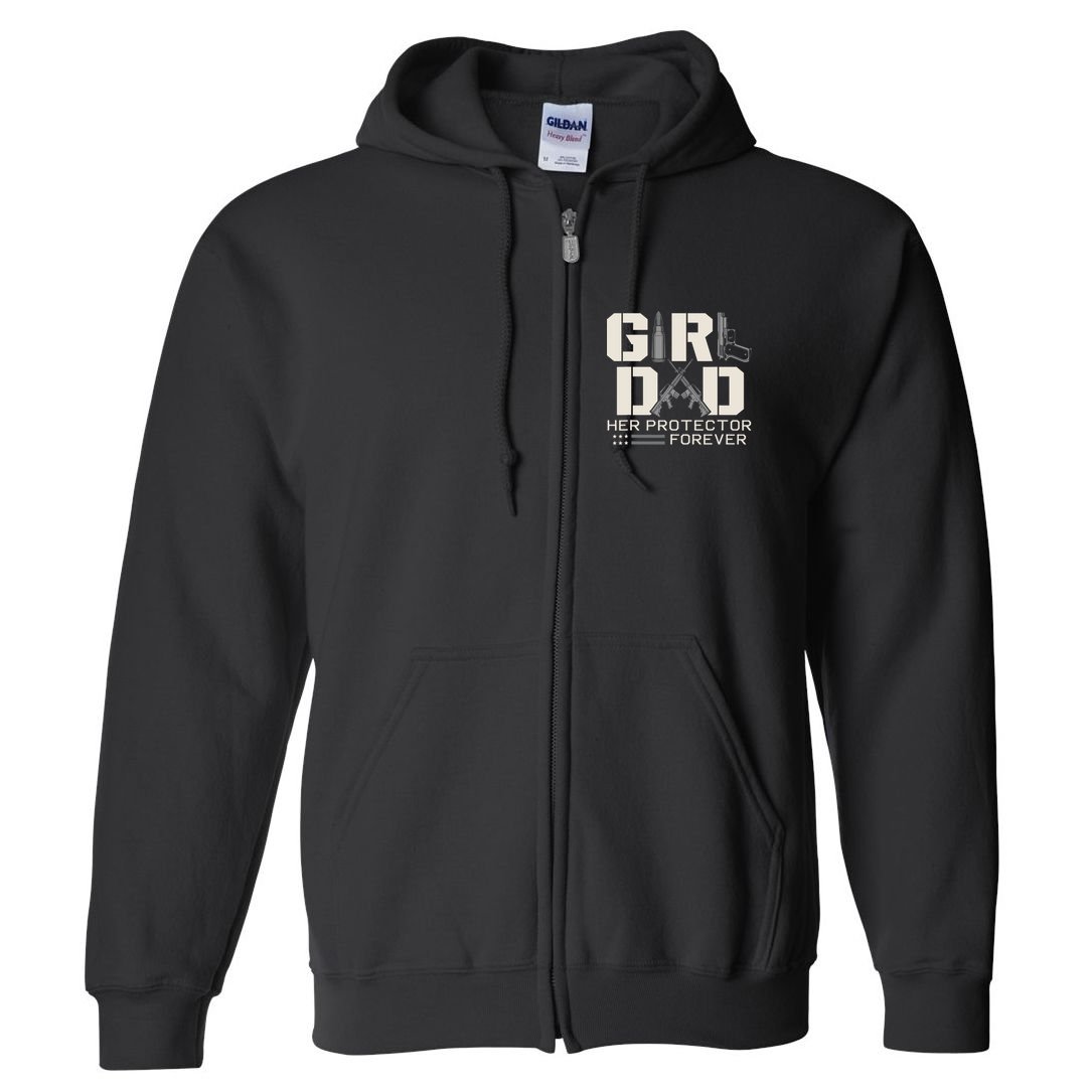 Girl Dad Her Protector Forever Funny Father Of Girl Gifts Full Zip Hoodie