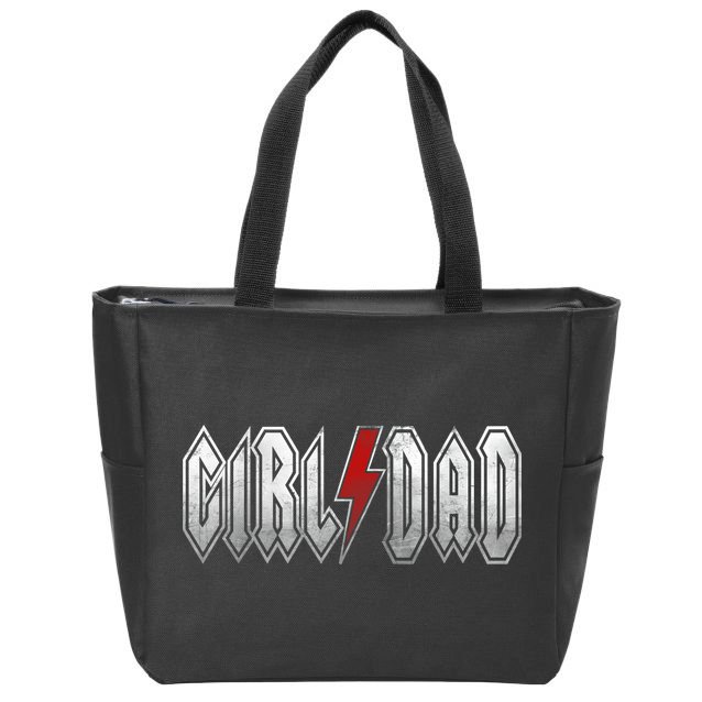Girl Dad Her Protector Forever Funny Father Of Girl Zip Tote Bag