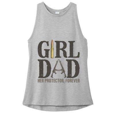 Girl Dad Her Protector Forever Father Of Girl Daughter Ladies PosiCharge Tri-Blend Wicking Tank