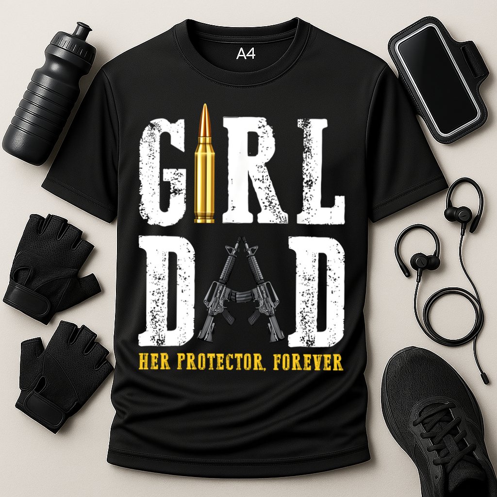 Girl Dad Her Protector Forever Funny Father Of Girl Cooling Performance Crew T-Shirt