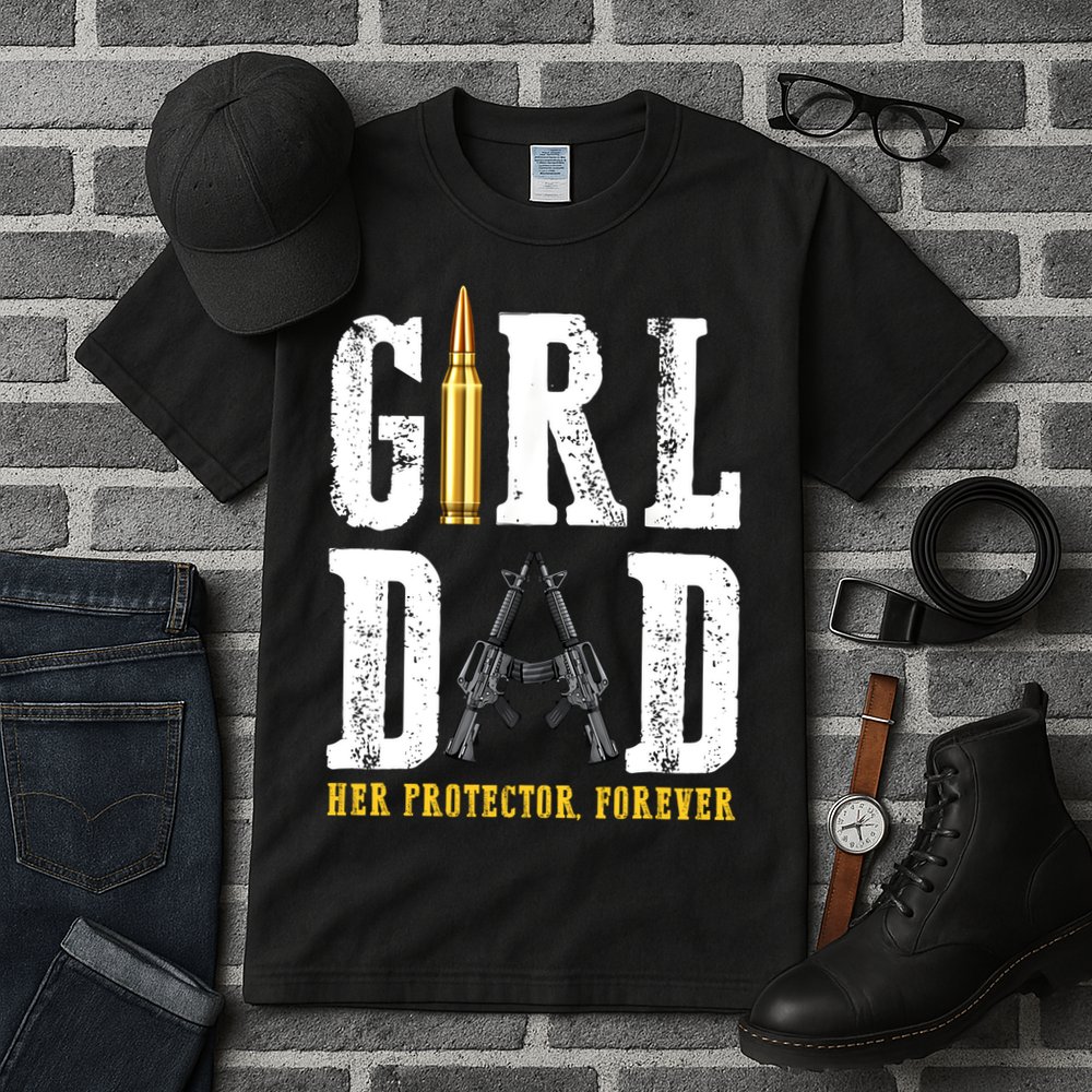 Girl Dad Her Protector Forever Funny Father Of Girl Tall T-Shirt