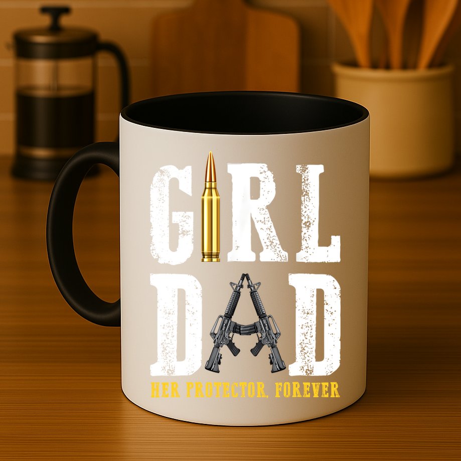 Girl Dad Her Protector Forever Funny Father Of Girl Mug