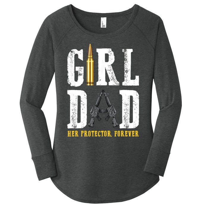 Girl Dad Her Protector Forever Funny Father Of Girl Women's Perfect Tri Tunic Long Sleeve Shirt