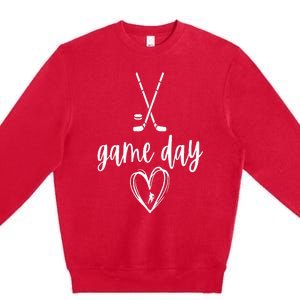 Game Day Hockey VNeck Premium Crewneck Sweatshirt