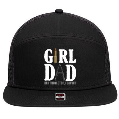 Girl Dad Her Protector Forever Gun 7 Panel Mesh Trucker Snapback Hat