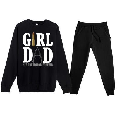 Girl Dad Her Protector Forever Gun Premium Crewneck Sweatsuit Set