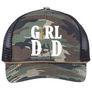 Girl Dad Her Protector Forever Gun Retro Rope Trucker Hat Cap