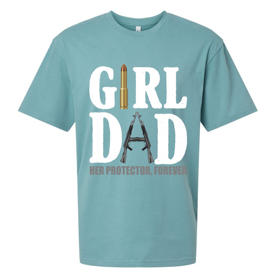 Girl Dad Her Protector Forever Gun Sueded Cloud Jersey T-Shirt