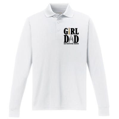 Girl Dad Her Protector Forever Gun Performance Long Sleeve Polo