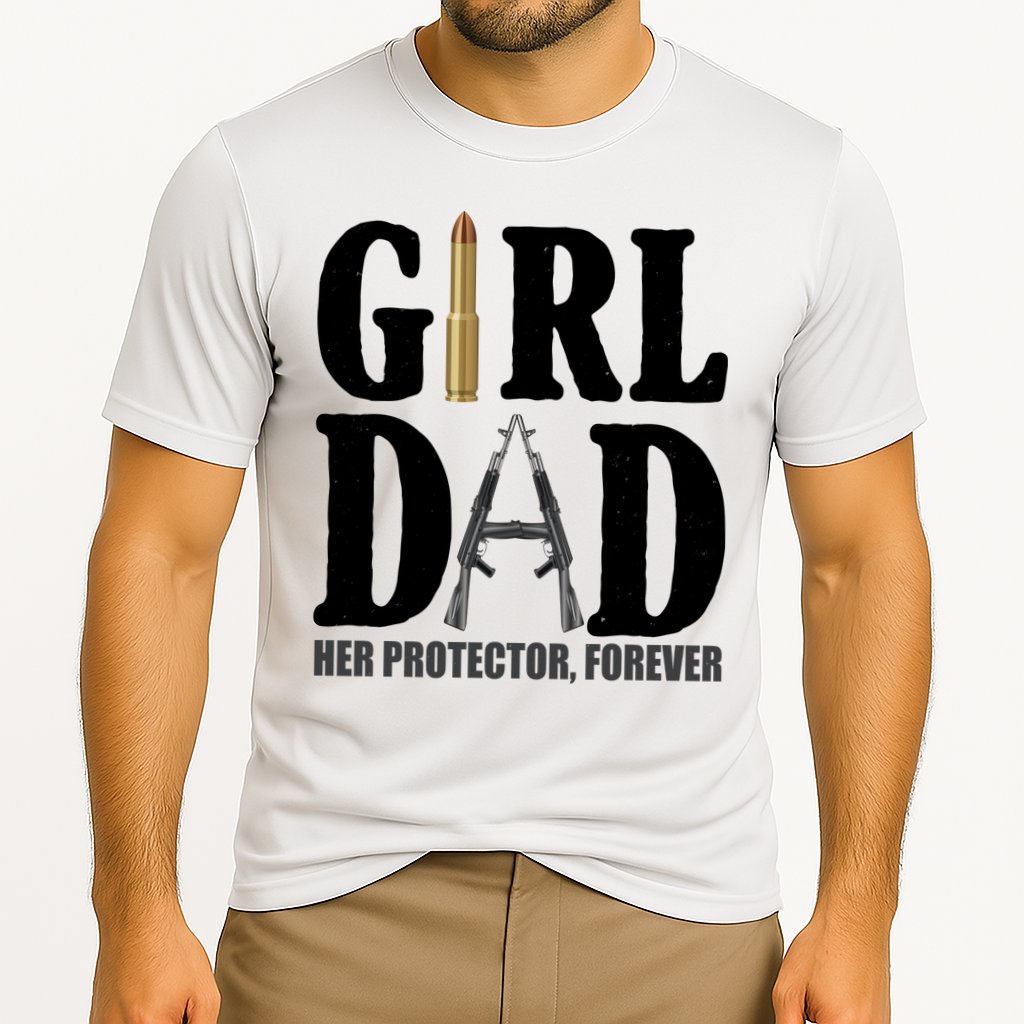 Girl Dad Her Protector Forever Gun Cooling Performance Crew T-Shirt