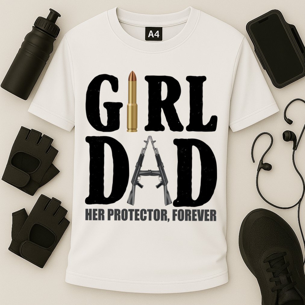 Girl Dad Her Protector Forever Gun Cooling Performance Crew T-Shirt