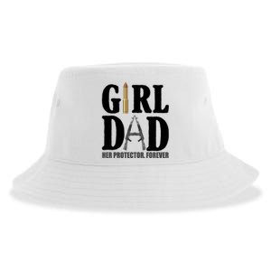 Girl Dad Her Protector Forever Gun Sustainable Bucket Hat