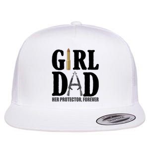 Girl Dad Her Protector Forever Gun Flat Bill Trucker Hat