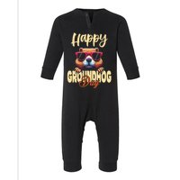 Groundhog Day Happy Groundhog Day Infant Fleece One Piece