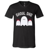 Ghoul Dad Halloween Daddy Ghost Father Of Two Ghost V-Neck T-Shirt